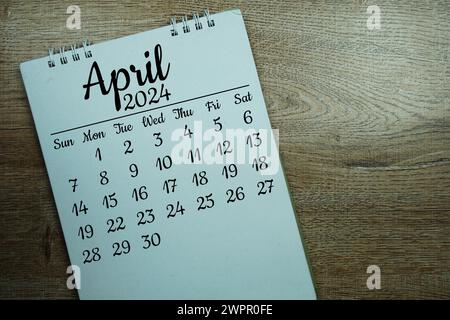 Aprile 2024: Calendario mensile annuale per la pianificazione e la gestione Foto Stock