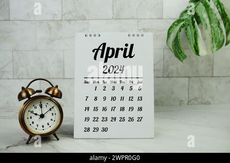 Aprile 2024: Calendario mensile annuale per la pianificazione e la gestione Foto Stock