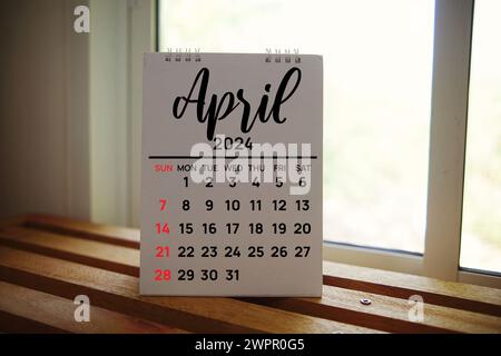 Aprile 2024: Calendario mensile annuale per la pianificazione e la gestione Foto Stock
