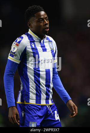 Sheffield, Regno Unito. 8 marzo 2024. Anthony Musaba di Sheffield Wednesday durante il match per lo Sky Bet Championship a Hillsborough, Sheffield. Il credito per immagini dovrebbe essere: Jonathan Moscrop/Sportimage Credit: Sportimage Ltd/Alamy Live News Foto Stock