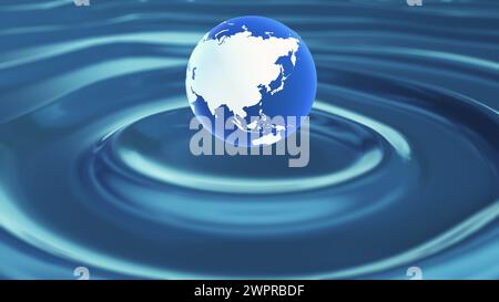 Concetto World Water Day con globo galleggiante sull'acqua Foto Stock