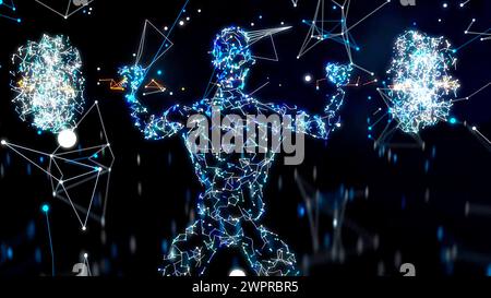 Uomo che fa uno squat ponderato, illustrazione Foto Stock