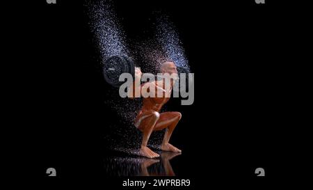 Uomo che fa uno squat ponderato, illustrazione Foto Stock