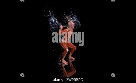 Uomo che fa uno squat ponderato, illustrazione Foto Stock