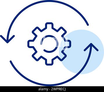 Rinnovo continuo e ottimizzazione di processi e sistemi. Ruota dentata e frecce. Pixel Perfect, icona traccia modificabile Illustrazione Vettoriale
