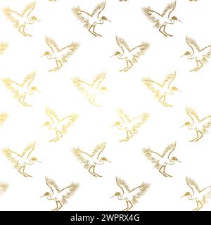 Motivo lineart in oro grigio con motivo senza cuciture Illustrazione Vettoriale