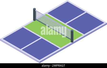 Icona del campo picchetto vettore isometrico. Sport game indoor. Tennis fitness per persone Illustrazione Vettoriale