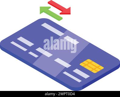 Icona del denaro di conversione della carta di credito vettore isometrico. Digitale online. Cambia paga Illustrazione Vettoriale
