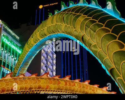 Decorazioni di draghi che celebrano l'anno lunare di Tet ho chi Minh City Vietnam TV000654 Foto Stock