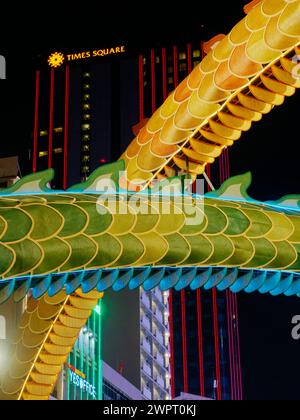 Decorazioni di draghi che celebrano l'anno lunare di Tet ho chi Minh City Vietnam TV000659 Foto Stock