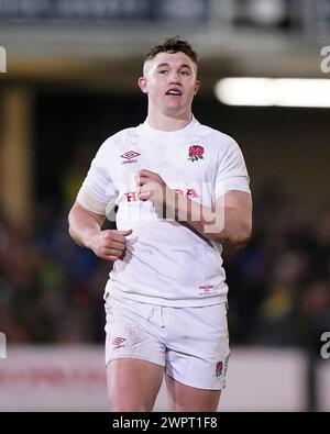 L'inglese Ben Waghorn durante l'incontro del Campionato delle sei Nazioni U20 2024 al Recreation Ground di Bath. Data foto: Venerdì 8 marzo 2024. Foto Stock