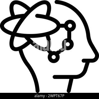 Creazione di brainstorming del vettore di contorno dell'icona dell'assieme. Trovare la decisione giusta. Risoluzione dei problemi cognitivi Illustrazione Vettoriale