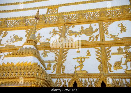 Dettagli al Tempio Wat Phra That Nong Bua nel centro della citta' di Udon Ratchathani e alla Provincia di Ubon Ratchathani in Tailandia. Thailandia, Ubon Ratchathani Foto Stock