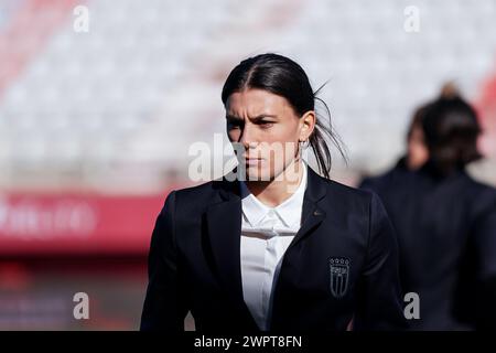 Algeciras, Spagna. 27 febbraio 2024. Algeciras, Spagna, 27 febbraio 2024: Giocatori d'Italia in arrivo prima della partita amichevole di calcio femminile internazionale tra Inghilterra e Italia allo stadio Nuevo Mirador di Algeciras, Spagna. (Daniela Porcelli/SPP) credito: SPP Sport Press Photo. /Alamy Live News Foto Stock