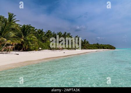 Spiaggia di sabbia bianca, isola Parli 1, arcipelago Lakshadweep, territorio dell'Unione dell'India Foto Stock