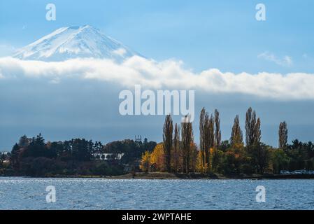 Scenario del Monte Fuji e del Lago Kawaguchi a Yamanashi, giappone Foto Stock