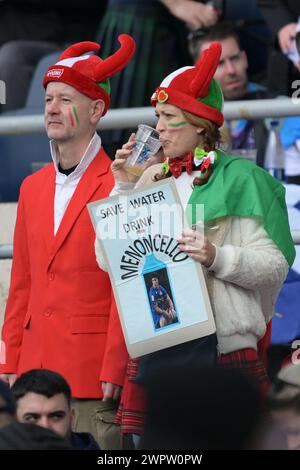 Roma, Italia. 9 marzo 2024. Tifosi durante la partita di rugby delle sei Nazioni tra Italia e Scozia allo stadio olimpico di Roma, Italia - sabato 9 marzo 2024 - Sport rugby ( foto di Alfredo Falcone/LaPresse ) crediti: LaPresse/Alamy Live News Foto Stock