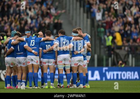 Roma, Italia. 9 marzo 2024. Italia durante la partita di rugby delle sei Nazioni tra Italia e Scozia allo stadio olimpico di Roma, Italia - sabato 9 marzo 2024 - Sport rugby ( foto di Alfredo Falcone/LaPresse ) credito: LaPresse/Alamy Live News Foto Stock