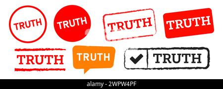 elemento di design dell'adesivo adesivo con etichetta a forma di bolla e timbro con cerchio di verità Illustrazione Vettoriale