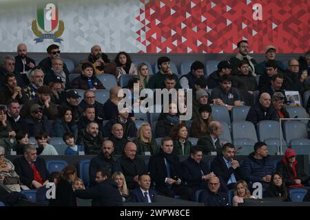 Roma, Italia. 9 marzo 2024. Giorgia Meloni durante la partita di rugby delle sei Nazioni tra Italia e Scozia allo stadio Olimpico di Roma, Italia - sabato 9 marzo 2024 - Sport rugby ( foto di Alfredo Falcone/LaPresse ) crediti: LaPresse/Alamy Live News Foto Stock