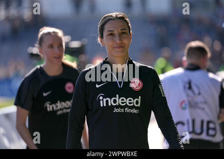 Francoforte, Germania. 9 marzo 2024. Francoforte, Germania, 9 marzo 2024: Sara Doorsoun ( 23 Francoforte ) durante la partita di calcio Google Pixel Frauen-Bundesliga tra Eintracht Frankfurt e FC Bayern München allo Stadion am Brentanobad di Francoforte, Germania. (Julia Kneissl/SPP) credito: SPP Sport Press Photo. /Alamy Live News Foto Stock