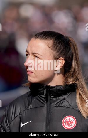 Francoforte, Germania. 9 marzo 2024. Francoforte, Germania, 9 marzo 2024: Tanja Pawollek ( 31 Francoforte ) durante la partita di calcio Google Pixel Frauen-Bundesliga tra Eintracht Frankfurt e FC Bayern München allo Stadion am Brentanobad di Francoforte, Germania. (Julia Kneissl/SPP) credito: SPP Sport Press Photo. /Alamy Live News Foto Stock