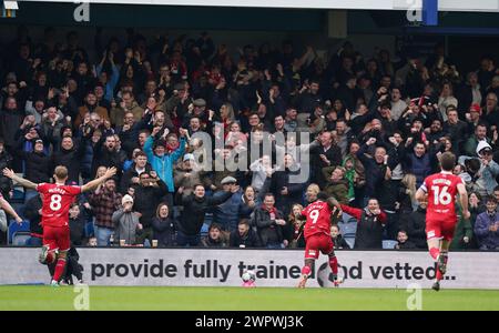 LONDRA, INGHILTERRA - 9 MARZO: Emmanuel latte Lath di Middlesbrough celebra il suo obiettivo di raggiungere il 0-1 durante la partita del Campionato Sky Bet tra Queens Park Rangers e Middlesbrough a Loftus Road il 9 marzo 2024 a Londra, Inghilterra. (Foto di Dylan Hepworth/MB Media) Foto Stock