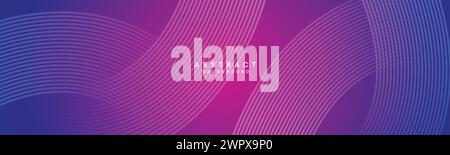 Abstract Blue-Purple gradiente cerchi ondulati righe tecnologia sfondo banner Web. linee brillanti a gradiente rosa magenta forma geometrica diagonale Illustrazione Vettoriale