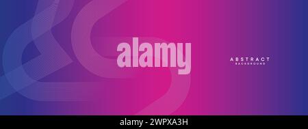 Abstract Blue-Purple gradiente cerchi ondulati righe tecnologia sfondo banner Web. linee brillanti a gradiente rosa magenta forma geometrica diagonale Illustrazione Vettoriale