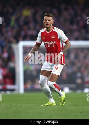 Londra, Regno Unito. 9 marzo 2024. Ben White (A) alla partita Arsenal contro Brentford EPL, all'Emirates Stadium di Londra, Regno Unito il 9 marzo 2024. Crediti: Paul Marriott/Alamy Live News Foto Stock