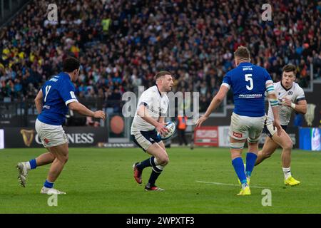Roma, Italia, 9 marzo 2024. Italia contro Scozia, Rugby sei Nazioni, azione sul campo, Stadio Olimpico. Foto: Fabio Pagani/Alamy Live News Foto Stock
