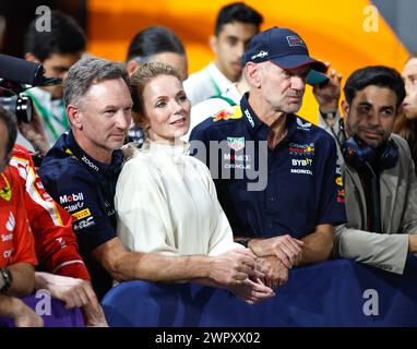 Jeddah, Arabie Saoudite. 9 marzo 2024. HORNER Christian (gbr), Team Principal di Red Bull Racing, ritratto, e Geri Halliwell, durante il Gran Premio saudita di Formula 1 STC 2024, 2° round del Campionato del mondo di Formula 1 2024 dal 7 al 9 marzo 2024 sul circuito di Jeddah Corniche, a Jeddah, Arabia Saudita - Photo DPPI Credit: DPPI Media/Alamy Live News Foto Stock