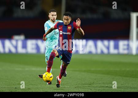 Barcellona, Spagna. 8 marzo 2024. Raphinha (Barcellona) calcio: Partita spagnola "LaLiga EA Sports" tra FC Barcelona 1-0 RCD Mallorca all'Estadi Olimpic Lluis Companys di Barcellona, Spagna. Crediti: Mutsu Kawamori/AFLO/Alamy Live News Foto Stock