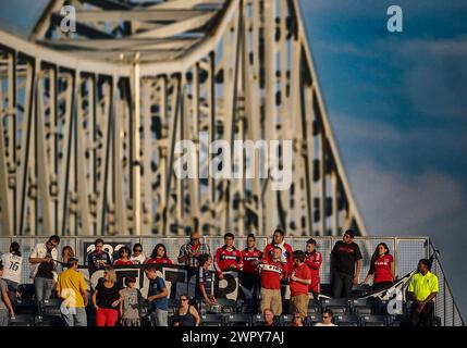 CHESTER, PA - 12 AGOSTO 2012: Tifosi dei Chicago Fire durante un match MLS contro i Philadelphia Union al PPL Park, a Chester, PA il 12 agosto. Il fuoco ha vinto 3 a 1. Foto Stock