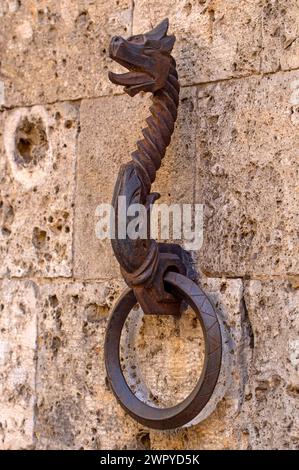 Un cavallino medievale in ferro battuto. Foto Stock