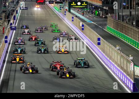 Jeddah, Arabia Saudita. 9 marzo 2024. I piloti gareggiano durante il Gran Premio dell'Arabia Saudita di Formula uno al circuito di Jeddah Corniche a Jeddah, Arabia Saudita, 9 marzo 2024. Crediti: Qian Jun/Xinhua/Alamy Live News Foto Stock