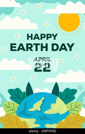 Disegno vettoriale per l'illustrazione verticale del banner Happy Earth Day Illustrazione Vettoriale