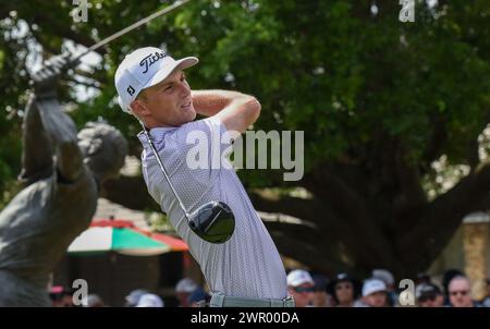 Orlando, Stati Uniti. 9 marzo 2024. Will Zalatoris degli Stati Uniti sulla prima buca durante il terzo round dell'Arnold Palmer Invitational presentato da Mastercard all'Arnold Palmer Bay Hill Golf Course di Orlando. (Foto di Paul Hennessy/SOPA Images/Sipa USA) credito: SIPA USA/Alamy Live News Foto Stock