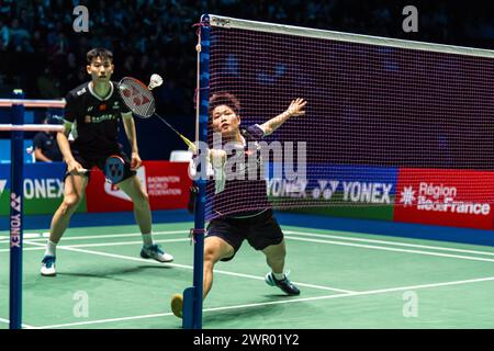 Parigi, Francia. 8 marzo 2024. FENG Yan Zhe (CHN) e HUANG Dong Ping (CHN) si sono miste in semifinale di doppio durante lo Yonex French Open 2024, Internationaux de France de Badminton, HSBC BWF World Tour Super 750 l'8 marzo 2024 all'Adidas Arena di Parigi, Francia - foto Alexandre Martins/DPPI Credit: DPPI Media/Alamy Live News Foto Stock