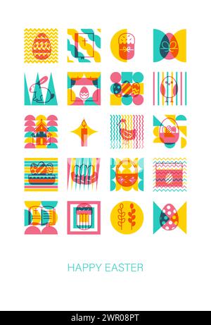 Poster geometrico di buona Pasqua Illustrazione Vettoriale