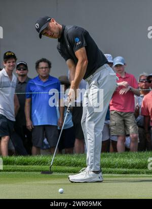 Orlando, Stati Uniti. 9 marzo 2024. Jordan Spieth degli Stati Uniti batte un putt sulla nona buca durante il terzo round dell'Arnold Palmer Invitational presentato da Mastercard all'Arnold Palmer Bay Hill Golf Course di Orlando, Florida. Credito: SOPA Images Limited/Alamy Live News Foto Stock