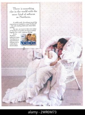 1990 annuncio con carta igienica Northern trapuntata Foto Stock