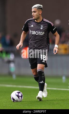 Wolverhampton, Regno Unito. 9 marzo 2024. Andreas Pereira del Fulham in azione durante la partita di Premier League a Molineux, Wolverhampton. Il credito per immagini dovrebbe essere: Cameron Smith/Sportimage Credit: Sportimage Ltd/Alamy Live News Foto Stock