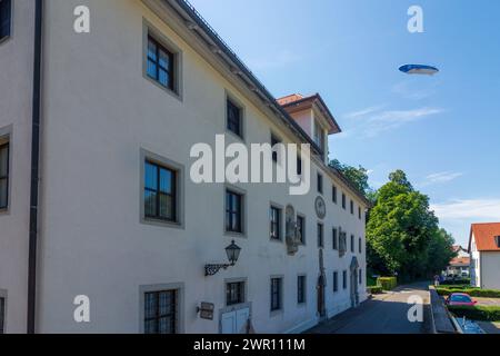 Bregenz: abbazia di Thalbach, dirigibile Zeppelin NT pieno di elio a Bodensee (lago di Costanza), Vorarlberg, Austria Foto Stock