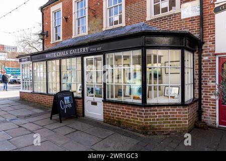 White Chalk Gallery una galleria contemporanea a Old Swan Yard, Devizes, Wiltshire, Inghilterra, Regno Unito Foto Stock