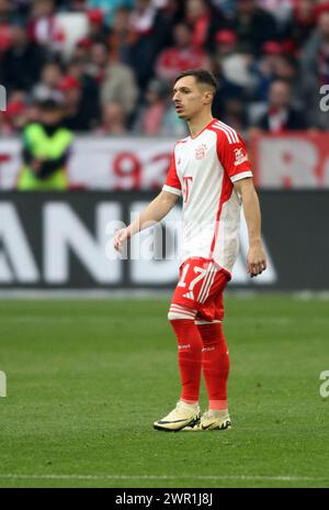 MONACO, Germania. , . 17 Bryan ZARAGOZA in azione durante la partita di calcio della Bundesliga tra il Bayern Muenchen e l'FSV MAINZ 05 all'Allianz Arena di Monaco il 9. Marzo 2024, Germania. DFL, Fussball, 8:1, (foto e copyright @ ATP Images/Arthur THILL (THILL Arthur/ATP/SPP) crediti: SPP Sport Press Photo. /Alamy Live News Foto Stock