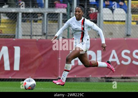 Roma, Lazio. 10 marzo 2024. Chante Dompig di Milano durante la partita di serie A femminile 2023-2024 tra Roma Women e Milan Women allo stadio tre Fontane di Roma, Italia, 10 marzo 2024. Crediti: massimo insabato/Alamy Live News Foto Stock