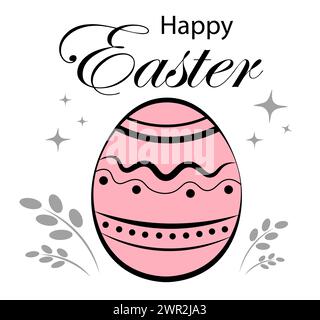 Uovo di Pasqua, buona Pasqua. Doodle Illustrazione Vettoriale