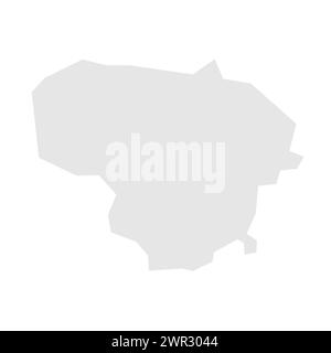 Mappa semplificata del paese della Lituania. Silhouette in grigio chiaro con angoli vivi isolati su sfondo bianco. Semplice icona vettoriale Illustrazione Vettoriale