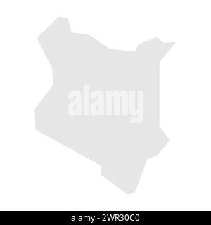 Mappa semplificata per il Kenya. Silhouette in grigio chiaro con angoli vivi isolati su sfondo bianco. Semplice icona vettoriale Illustrazione Vettoriale